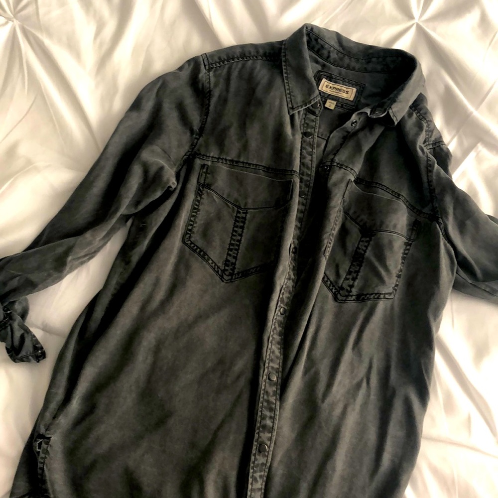 Women’s Express distressed button down shirt
